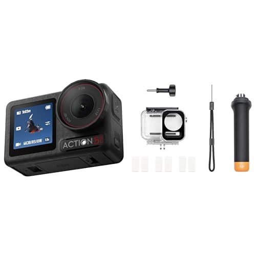 dji osmo action 5 tauchcombo, 4k actionkamera mit 60 m wasserdicht, 2 touchscreens