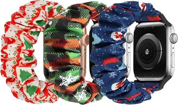Elastisches Scrunchie Armband kompatibel mit Apple Watch 38mm-49mm, Nylonbänder