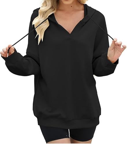 nanyuaya damen hoodie oversized kapuzenpullover sweatshirt v-ausschnitt herbstoberteil