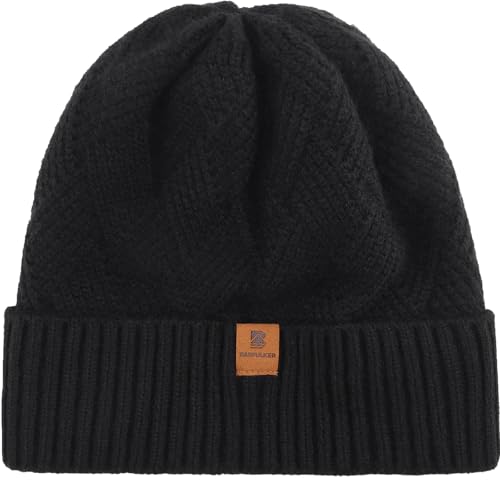 barfulker winter beanie mütze gefüttert thermo dehnbar unisex warm schwarz