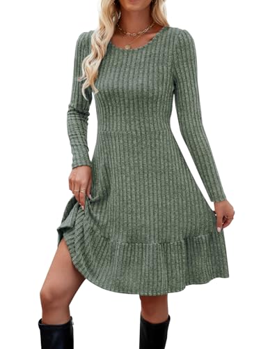 Zetieny Damen Pulloverkleid langarm A-Linie rundhals Freizeitkleid Herbst Winter