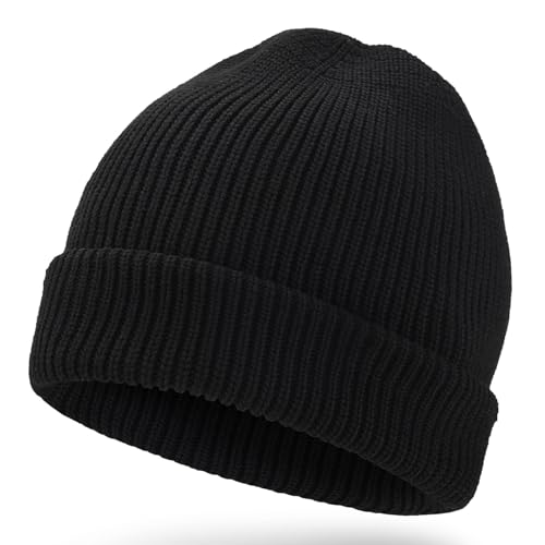 barfulker winter beanie mütze unisex, warme strickmütze mit thermo futter, winddicht