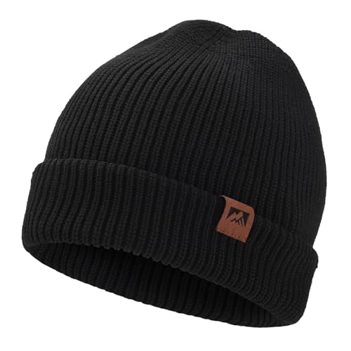 barfulker beanie mütze unisex schwarz, warme wintermütze thermo strickmütze winddicht