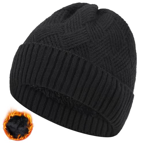 barfulker beanie mütze unisex Damen Herren, warme wintermütze winddicht schwarz