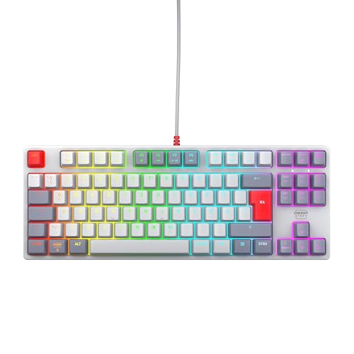 gaming tastatur cherry xtrfy k4v2 tkl, weiß, mx2a rgb red switches