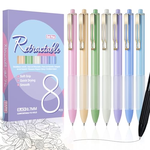 kerifi gelstifte, 8 einziehbare gelschreiber, 0.7mm, schwarze tinte, smooth writing