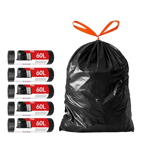 Produktbild: tarunmo müllbeutel 50-60l schwerlast rot mit zugband, 70x62cm, 100 stück
