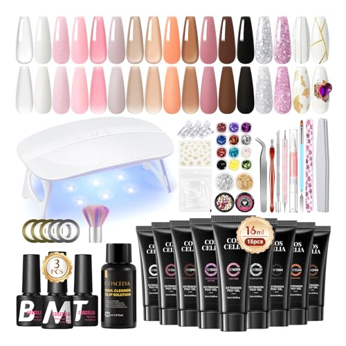 coscelia poly nagel starter set mit 15 farben poly gel und uv lampe
