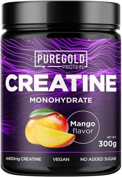 kreatin monohydrat mango 300g, 50 portionen, mikronisiertes creatin, schnell löslich