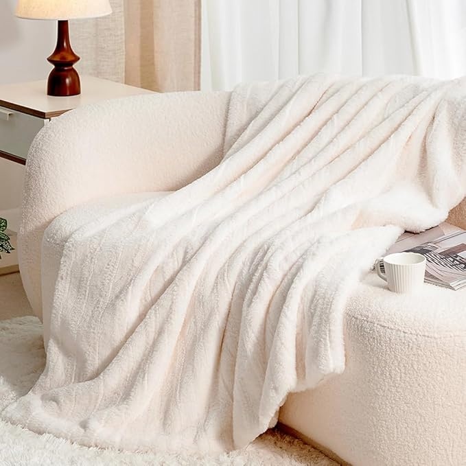 ashanlan kuscheldecke decke 150x200 cm weiß plüschüberwurf für sofa und bett