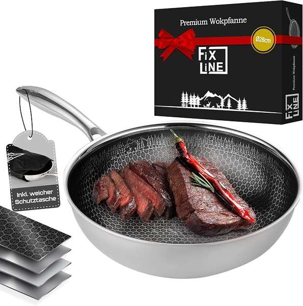 FIXLINE BLACK FOREST Wokpfanne 28cm - Keramik, kratzfest, induktionsgeeignet
