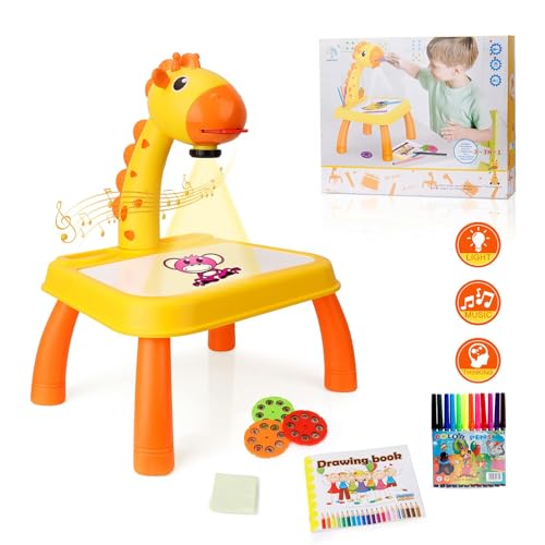 momsiv kinder zeichnungsprojektor mit buntem pinsel, zeichenspielset für mädchen und jungen