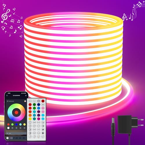 led strip 5m rgb mit app steuerung, ip65 wasserdicht, flexibel für innen außen, musik sync