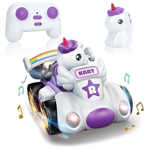 delycazy ferngesteuertes einhorn auto kinder spielzeug mit musik und licht ab 2 jahre