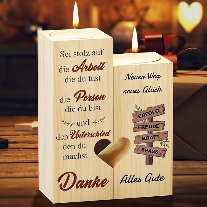 Herzförmiger Kerzenständer Abschiedsgeschenk für Kollegen, Ruhestand & Jobwechsel
