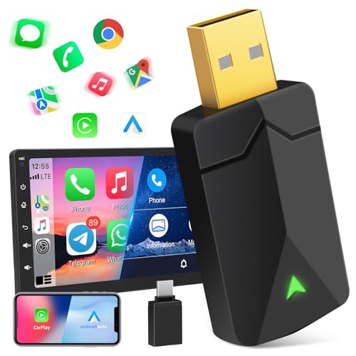 wireless android auto und carplay adapter 2 in 1 mit type-c plug and play