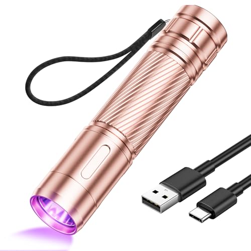 gearlite uv schwarzlicht taschenlampe wiederaufladbar 395nm wasserfest rosgold