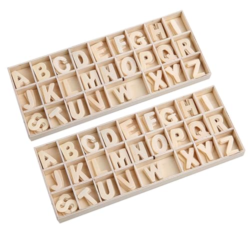 ysjchebs alphabet set 2-teilig mit tablett, holzbuchstaben zum lernen und basteln