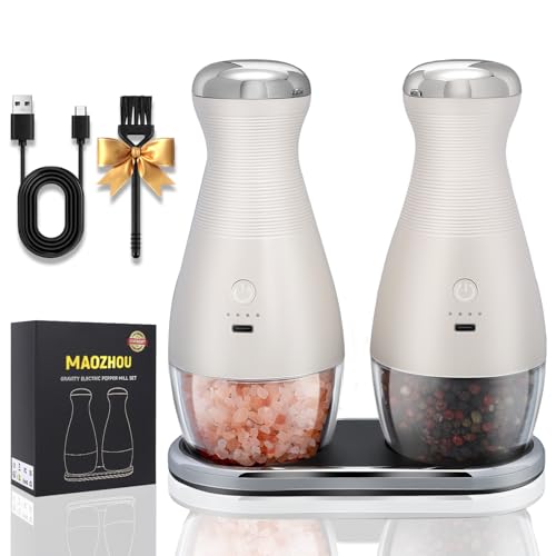 elektrische salz und pfeffermühle set, usb wiederaufladbar, keramikmahlwerk, led beleuchtung