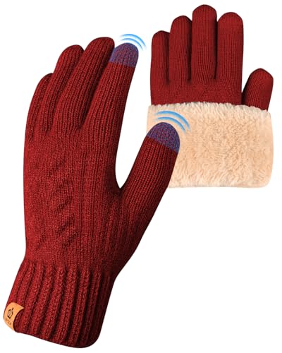 Produktbild: Damen Winterhandschuhe mit Fleecefutter, Touchscreen, dicke Wollhandschuhe