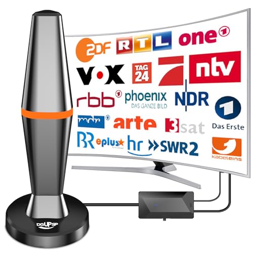 Produktbild: dvbt2 antenne mit verstärker, 360 empfang, zimmerantenne für fernseher, geeignet für 4k 1080p