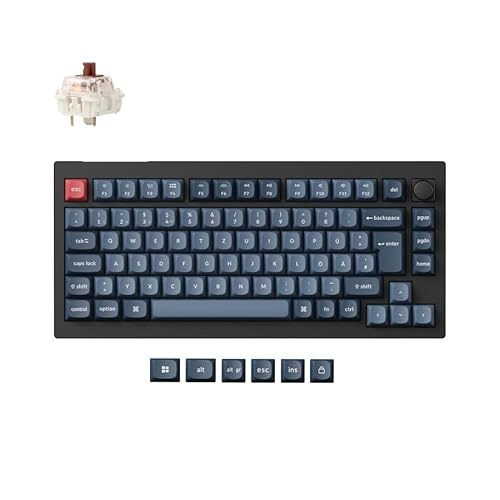Produktbild: keychron v1 max 75% rgb wireless deutsch iso braune switches, rote günstig