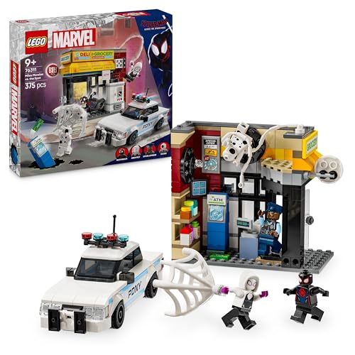 lego marvel spider-verse spielset: miles morales vs. spot mit 4 minifiguren und auto 76311