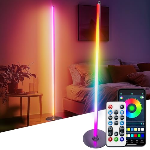 smart led bodenlampe, rgb farbwechsel, fernbedienung, sprach- und app-steuerung, musiksynchronisation, stimmungsbeleuchtung für wohnzimmer und schlafzimmer