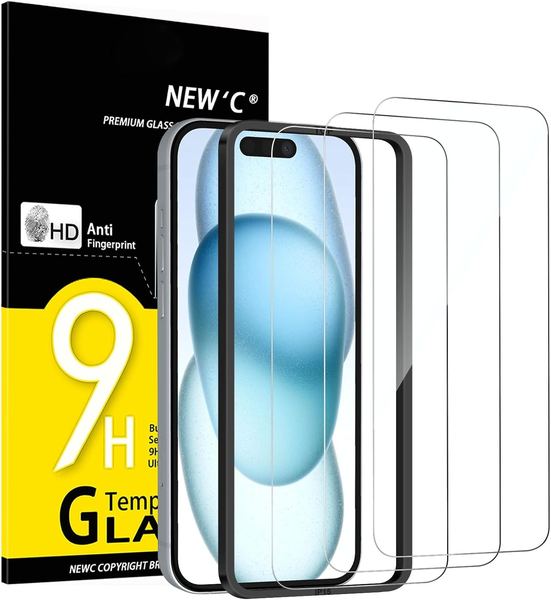 Schutzfolie Panzerglas für iPhone 16/15 mit Montagehilfe