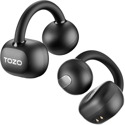 tozo openearring bluetooth kopfhörer kabellos clip on mit app steuerung 40 std spielzeit schwarz