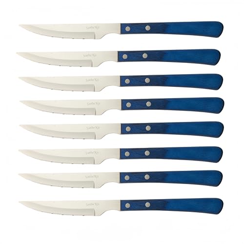 sanhekit steakmesser set 8-teilig edelstahl holzgriff ergonomisch gezackt