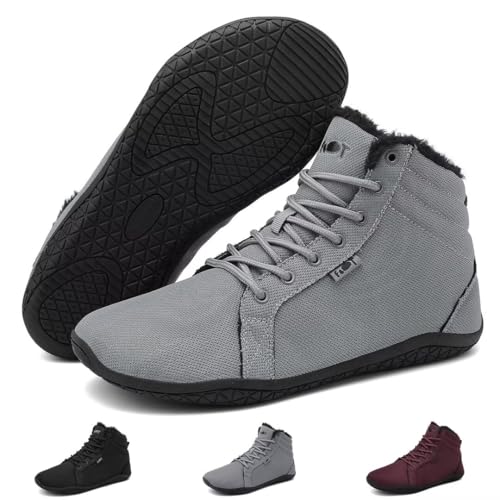 wizshoe winter barfußschuhe herren damen gefüttert outdoor sneaker grau 41 eu