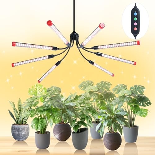 Produktbild: 8-kopf pflanzenlampe vollspektrum Deckenaufhängung 72W mit zeitschaltuhr für 90x90cm
