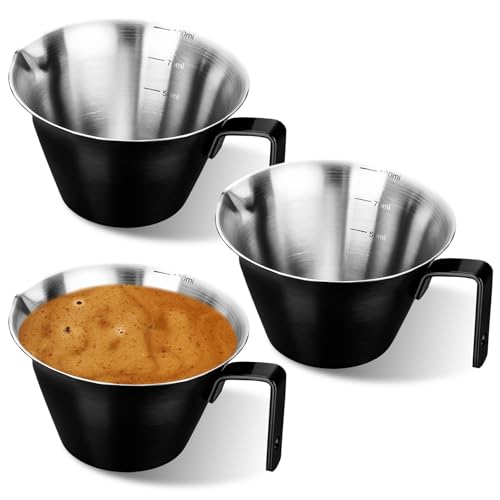 kaffee messglas set 3 stück 100ml edelstahl messbecher für espresso latte cappuccino