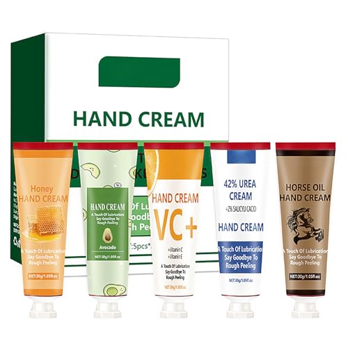handcreme für trockene hände, ARCHIDATE 5er set mit honig, avocado, vitamin c, harnstoff, pferdeöl