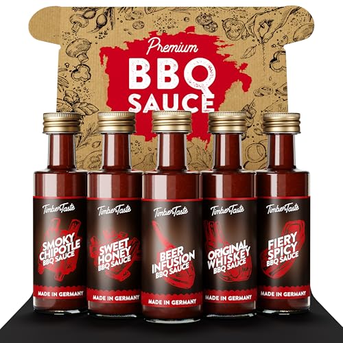 chili sauce geschenkset von TIMBER TASTE, 5 x 40 ml, BBQ soßen set, geschenk für männer und frauen
