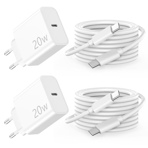 usb c ladegerät 20w für iphone 16/15, 2 pack netzteil mit 2m ladekabel