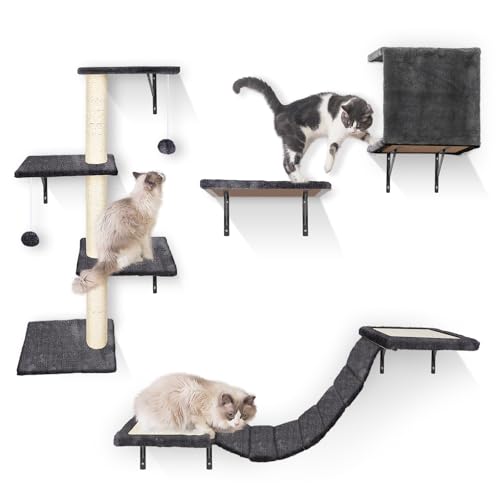 Produktbild: hevol kletterwand katzen 10-teiliges set mit hängebrücke, höhle, kratzsäulen