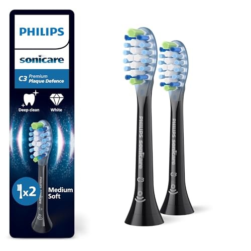 Philips Sonicare C3 Premium Plaque Defense Ersatzbürstenköpfe 2er-Pack, Schwarz