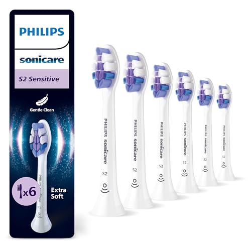 philips sonicare s2 sensitive ersatzbürstenköpfe, 6er-pack, hx6056/87, weiß