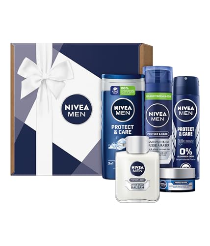 NIVEA MEN geschenkset mit gesichtspflege, rasierschaum, after shave, deo, duschgel