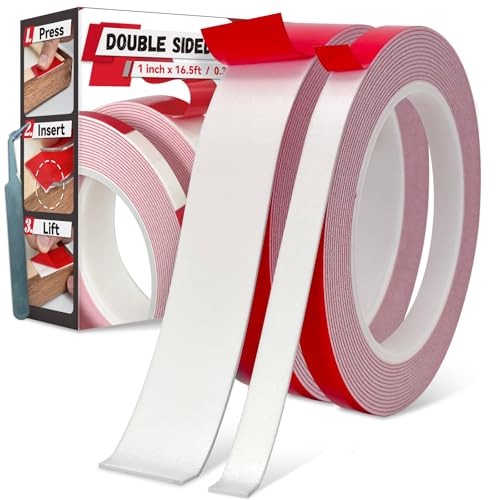 doppelseitiges klebeband heavy duty 2 rolls, 16.5ft stark abnehmbar für bilder, led, auto, büro