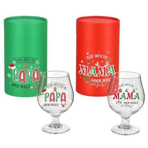 weinglas set für mama und papa mit gravur, ftureera weihnachtsgeschenke für eltern