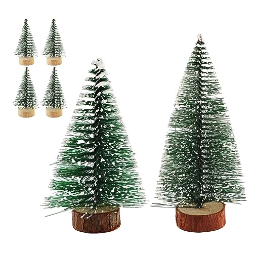 mini weihnachtsbaum 6er set, laluky künstlicher tannenbaum mit holzsockel grün