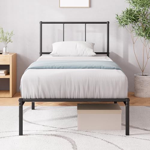 zinus justin metallbett 200x90 cm mit kopfteil und lattenrost schwarz 35 cm hoch
