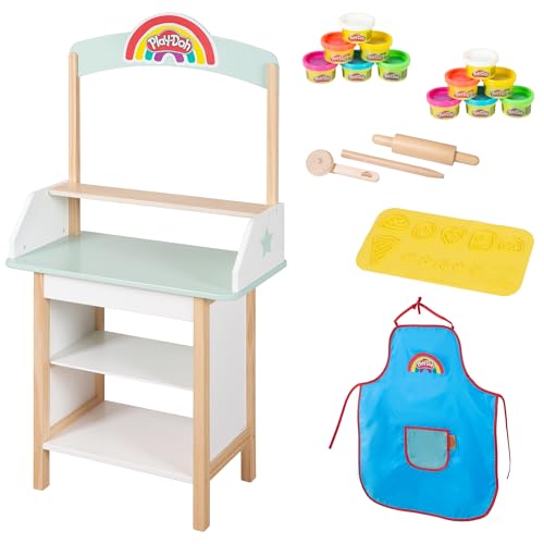 roba x play-doh eisstand spielset aus holz mit 12 knetdosen und werkzeug