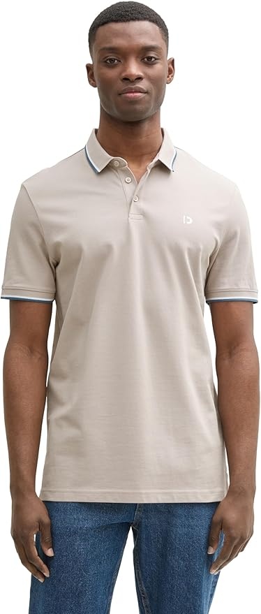 Produktbild: TOM TAILOR Denim Herren Poloshirt Piqu mit Logo-Print