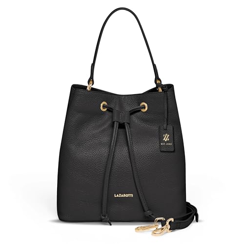 lazarotti bologna damen henkeltasche echtleder bucket bag 25 cm mit verstellbarem trageriemen
