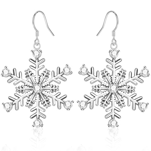 Schneeflocken Hängend Ohrringe Weiß AAA Zirkonia Weihnachten Schmuck Damen