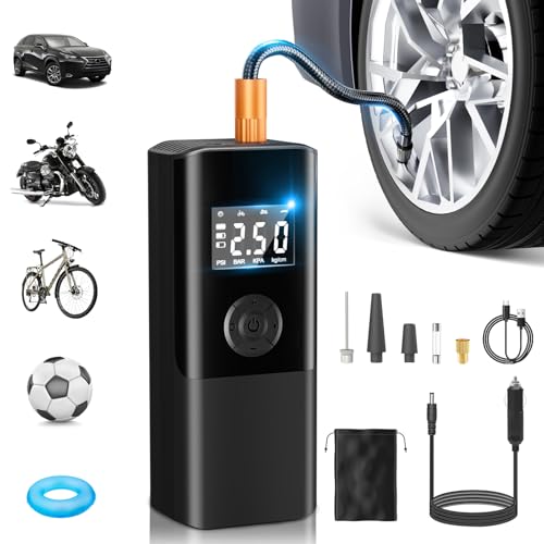 aokbon luftpumpe 150psi elektrische fahrradpumpe mit autostop und lcd led